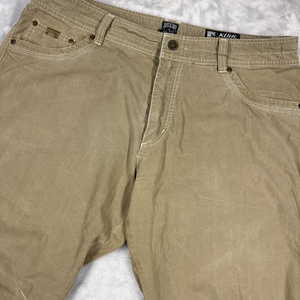 KUHL REVOLVR Hiking Pants Mens 38x30 Tan Khaki Vtg Patina Dye Outdoor Hiking